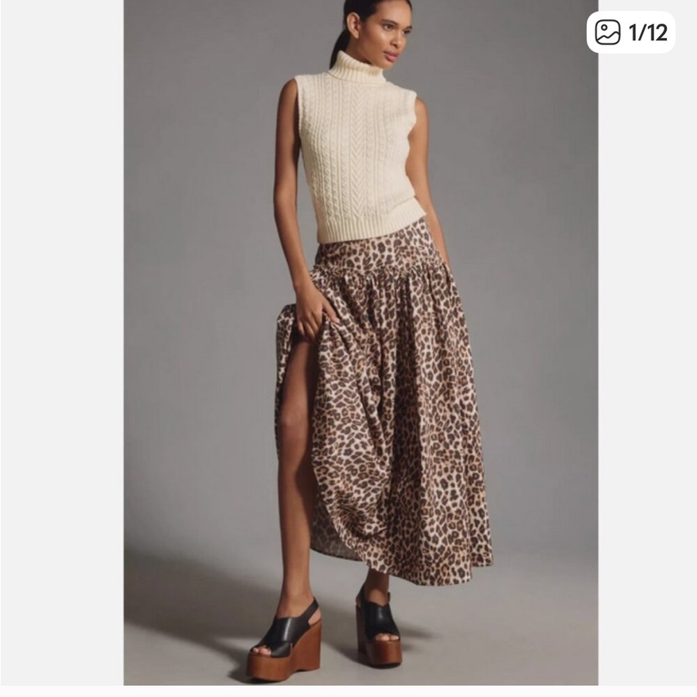 Maeve Leopard Print Maxi Skirt